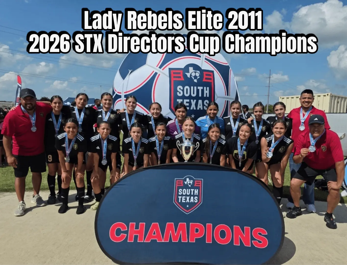 Girls soccer team poster with champions